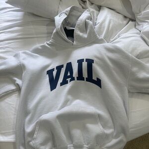 Gildan White Hoodie with Navy Print